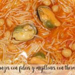 Chickpeas with noodles and mussels with Thermomix