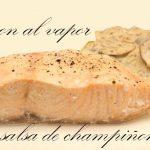 Steamed salmon with mushroom sauce with thermomix