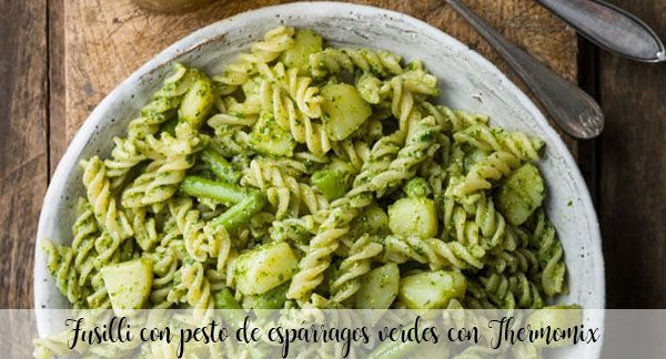Fusilli with green asparagus pesto with Thermomix