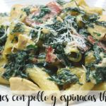 Macaroni with chicken and spinach with Thermomix