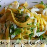 Spaghetti with cuttlefish and zucchini with thermomix