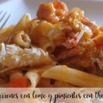 Macaroni with tenderloin and peppers with thermomix