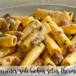 Macaroni with sausages and mushrooms with Thermomix