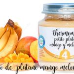Banana, mango and peach baby food pot with thermomix