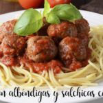 Spaghetti with meatballs and sausages with thermomix