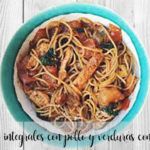 Wholegrain spaghetti with chicken and vegetables with Thermomix