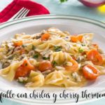 Farfalle with chirlas and cherry tomato with thermomix