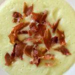 Cold melon soup with toasted Iberian ham shavings