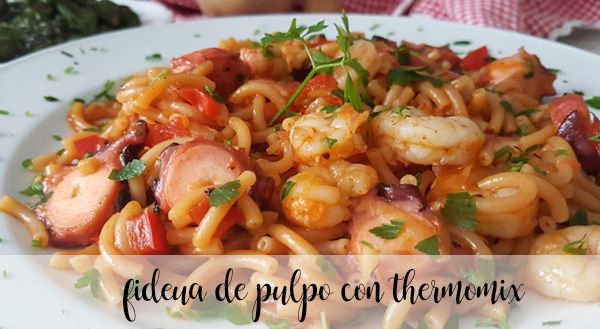 Fideua with octopus with Thermomix
