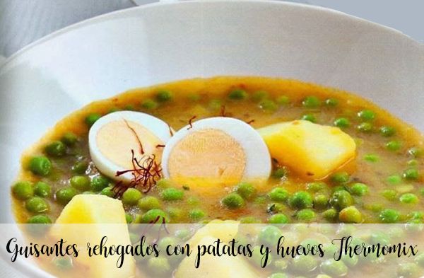 Sautéed peas with potatoes and eggs with Thermomix