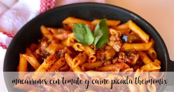 Macaroni with tomato and minced meat with thermomix
