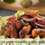 Fried octopus with wrinkled potatoes and green mojo with Thermomix