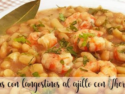 Beans with garlic prawns with Thermomix
