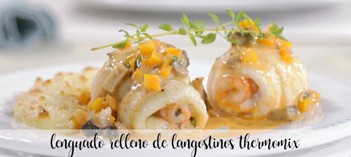 Rolls of sole stuffed with prawns with Thermomix