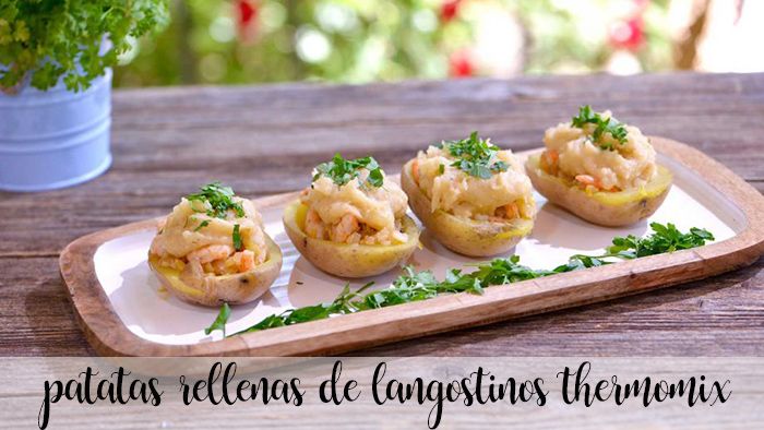Potatoes stuffed with prawns with Thermomix