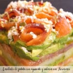 Potato salad with avocado and salmon with Thermomix