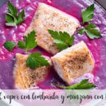 Steamed salmon with red cabbage and apple with thermomix