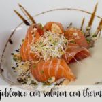 Ajoblanco with marinated salmon with Thermomix