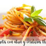 Spaghetti with tuna and vegetables with thermomix