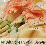 Nests in sauce with salmon with thermomix
