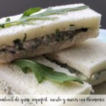 Roquefort cheese, arugula and walnuts sandwich with thermomix