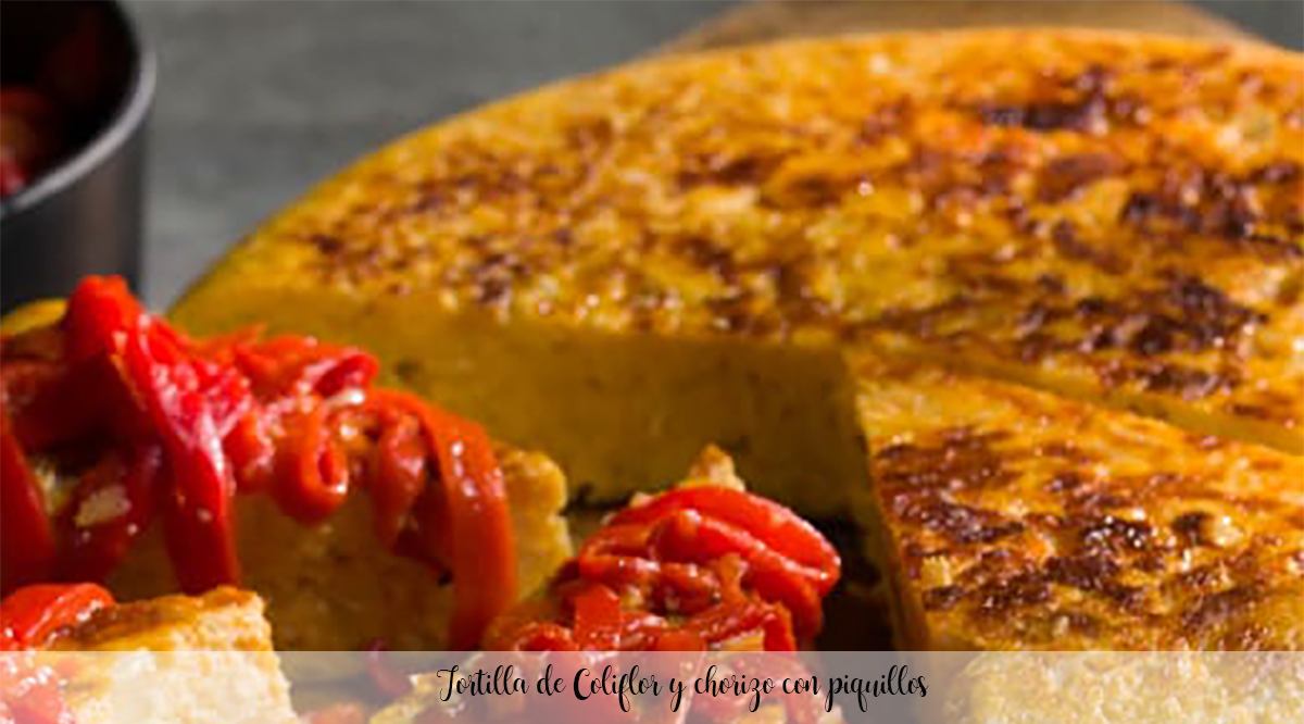 Cauliflower and chorizo ​​omelette with piquillo peppers with thermomix