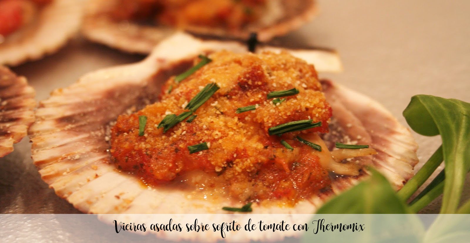 Roasted scallops on tomato sauce with Thermomix