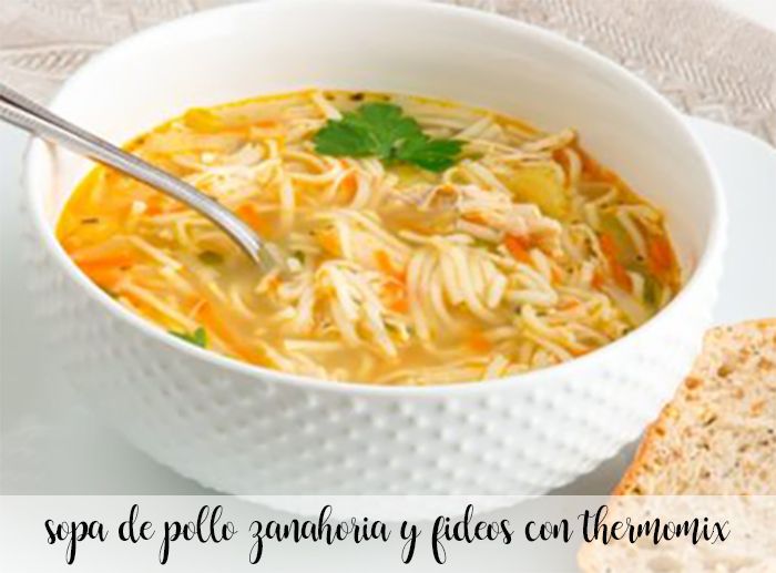 Chicken soup with carrot and noodles with thermomix
