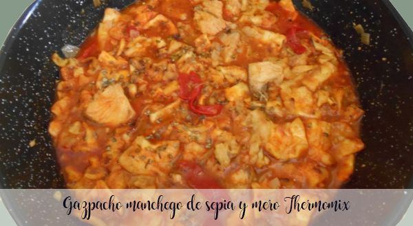 Manchego gazpacho with cuttlefish and grouper Thermomix