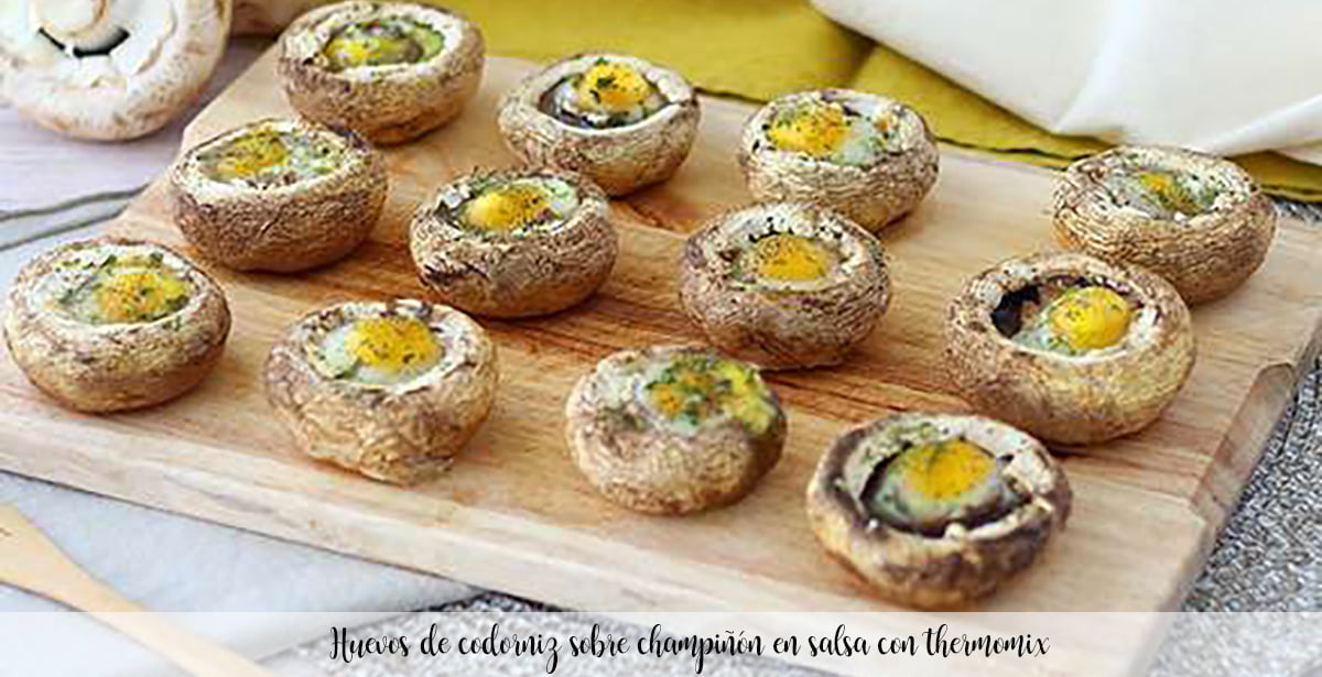 Quail eggs on mushroom in sauce with thermomix