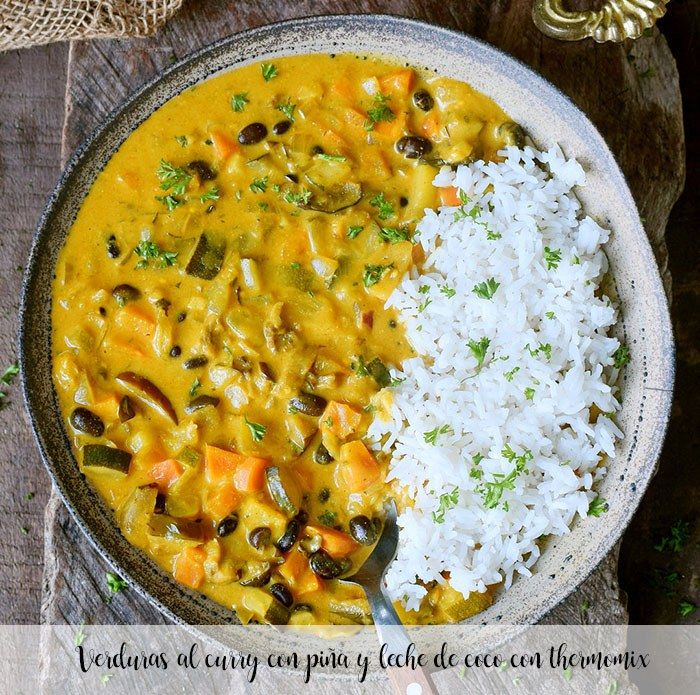 Curry vegetables with pineapple and coconut milk with thermomix