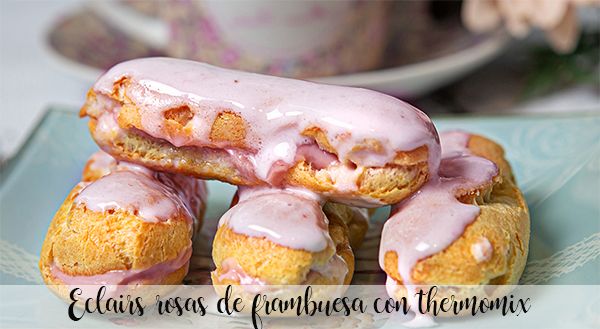 Pink raspberry eclairs with thermomix