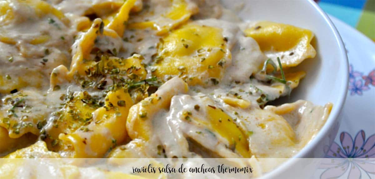 Ravioli with anchovy sauce with thermomix