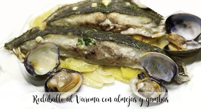 Turbot in Varoma with clams and prawns with thermomix