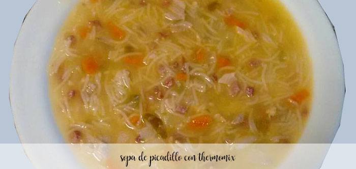 Picadillo and leek soup with Thermomix