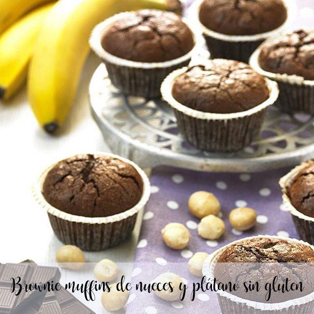 Gluten-free banana and walnut brownie muffins