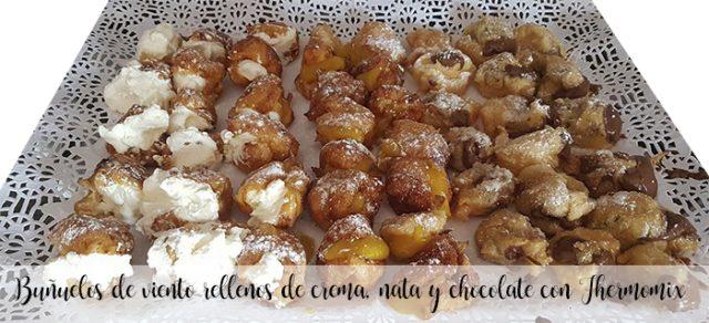 Wind fritters filled with cream, cream and chocolate with Thermomix