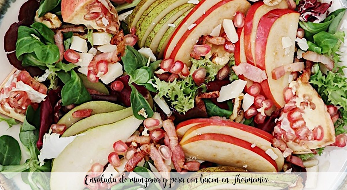 Apple and pear salad with bacon in Thermomix