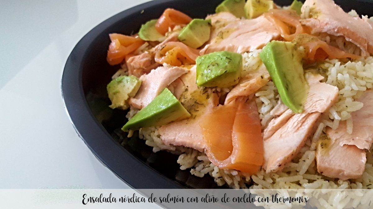 Nordic salmon salad with thermomix dill dressing