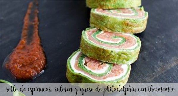 spinach, salmon and philadelphia cheese roll with thermomix