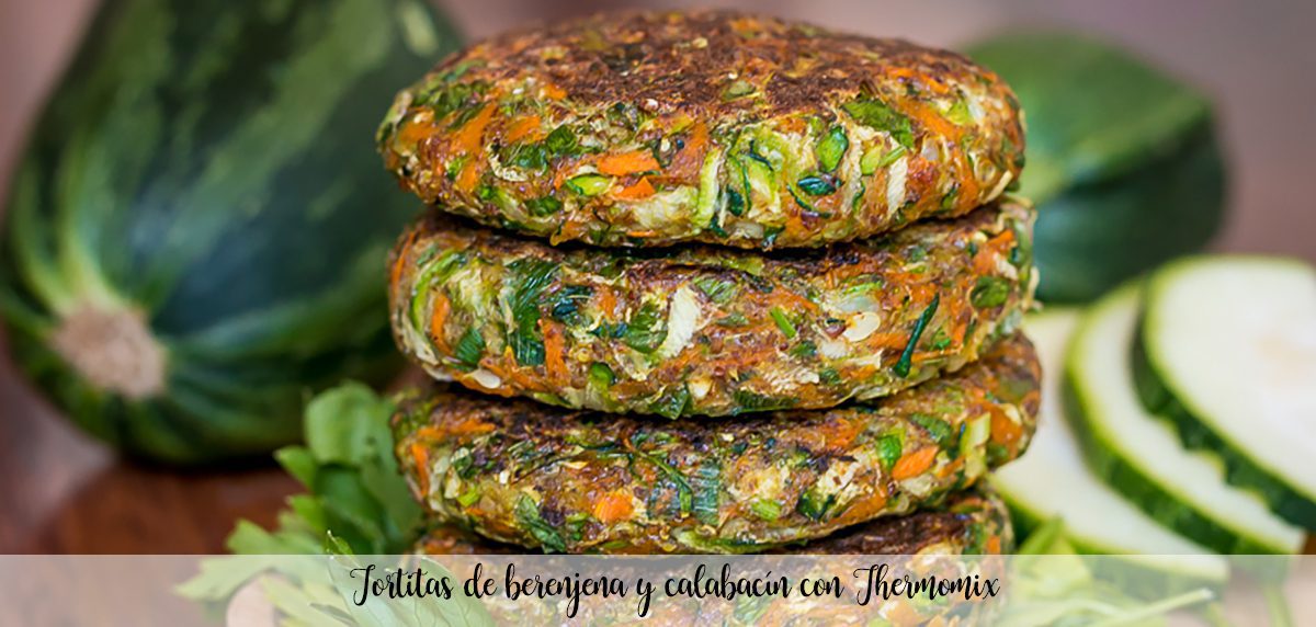 Aubergine and zucchini pancakes with Thermomix