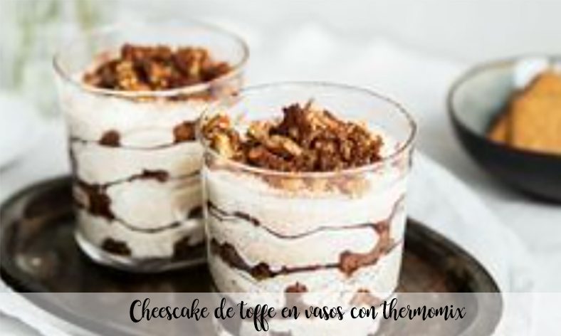 toffee cheesecake in a glass with thermomix