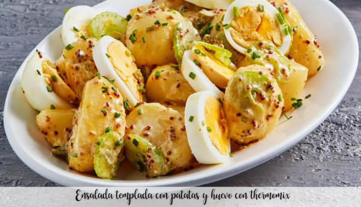 Warm salad with potatoes and egg with thermomix