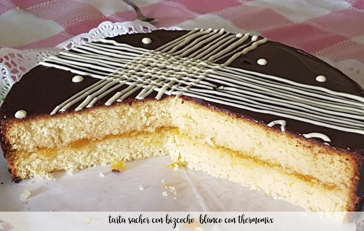 sacher cake with white sponge with thermomix