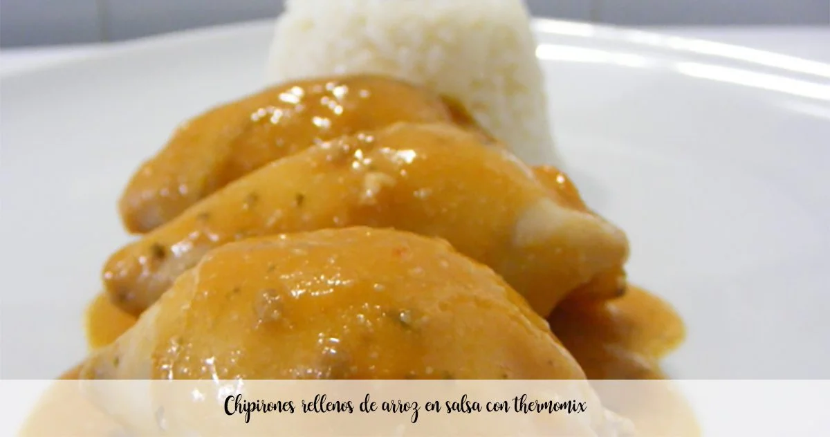 Squid stuffed with rice in sauce with thermomix