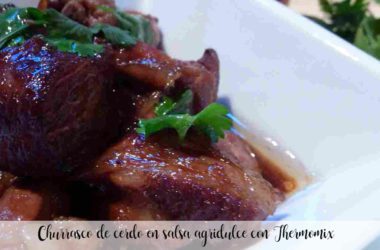 Pork steak in sweet and sour sauce with Thermomix
