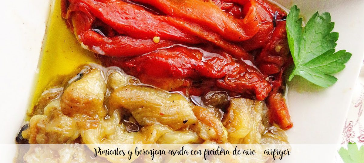 Air fryer roasted eggplant and peppers - airfryer
