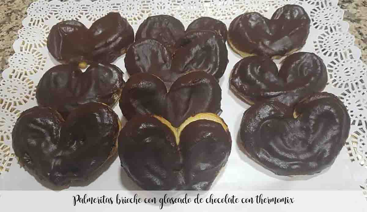 Brioche palmeritas with chocolate glaze with thermomix