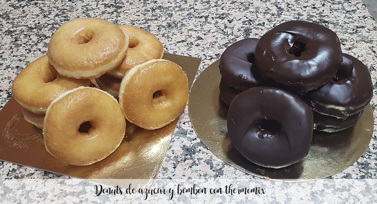 Sugar and chocolate donuts with thermomix