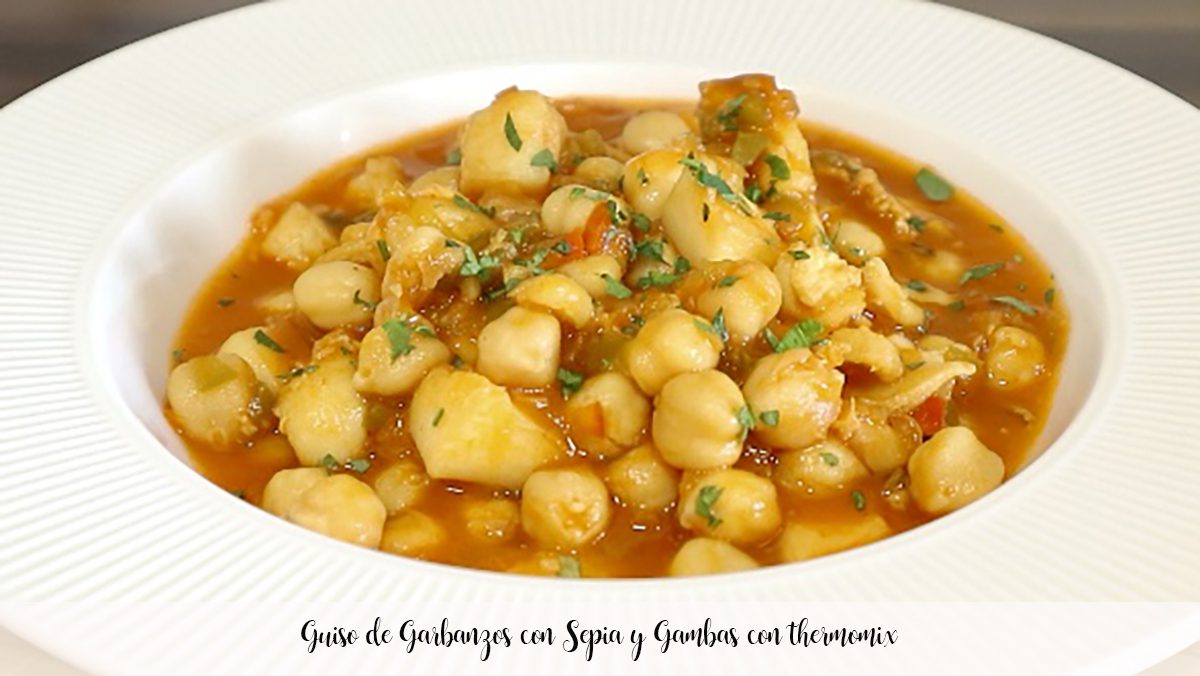 Chickpea Stew with Cuttlefish and Prawns with thermomix